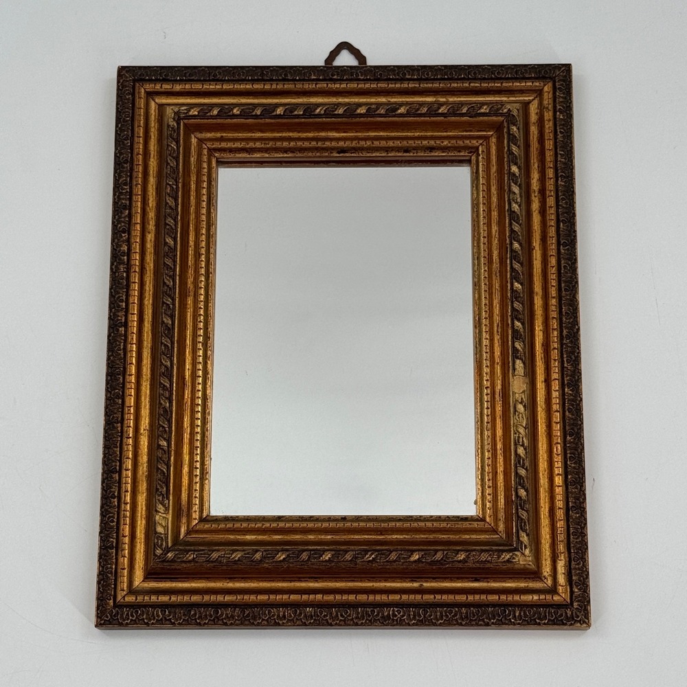 Vintage Italian Gilt Wood Wall Mirror Ornate Gold Frame Gimbels 8x10